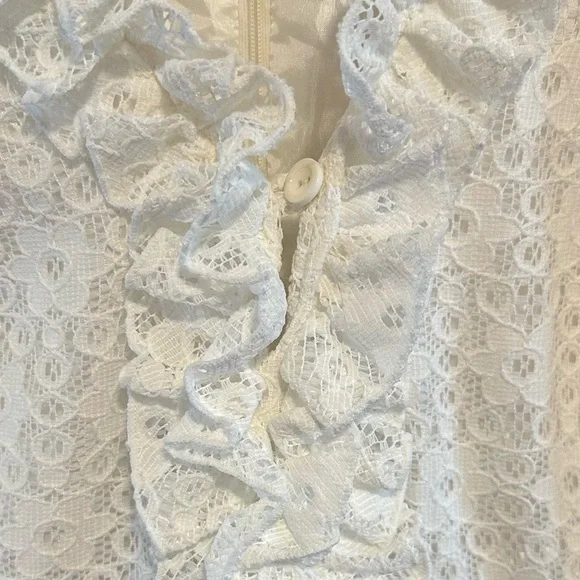 NWT Vintage Sandra Darren Black White Floral Eyelet Dress Size 12 - Picture 9 of 14